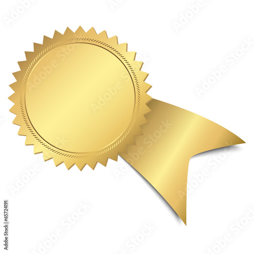 gold button with ribbon