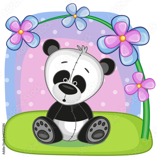 Fototapeta Naklejka Na Ścianę i Meble -  Panda with flowers