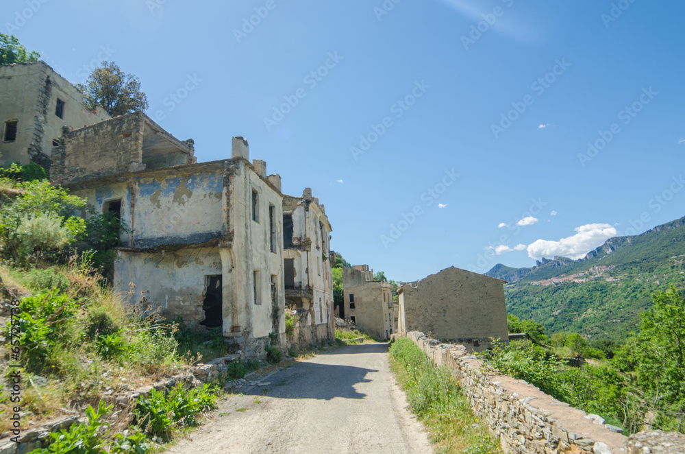 Fototapeta premium Ghost town Gairo Vecchio (Sardinia, Italy)