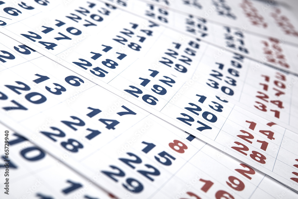 sheets of wall calendar with the number of days sheets of wall calendar with the number of days
