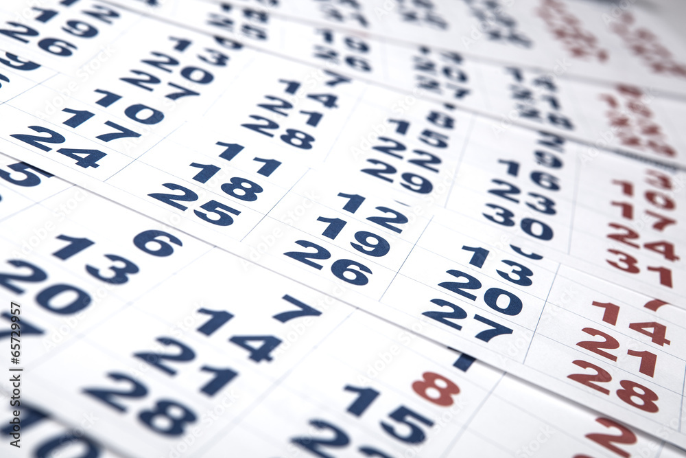 sheets of wall calendar with the number of days sheets of wall calendar with the number of days