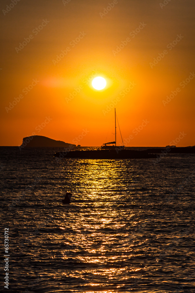 Sunset at the beach (cala conta),Ibiza,Spain