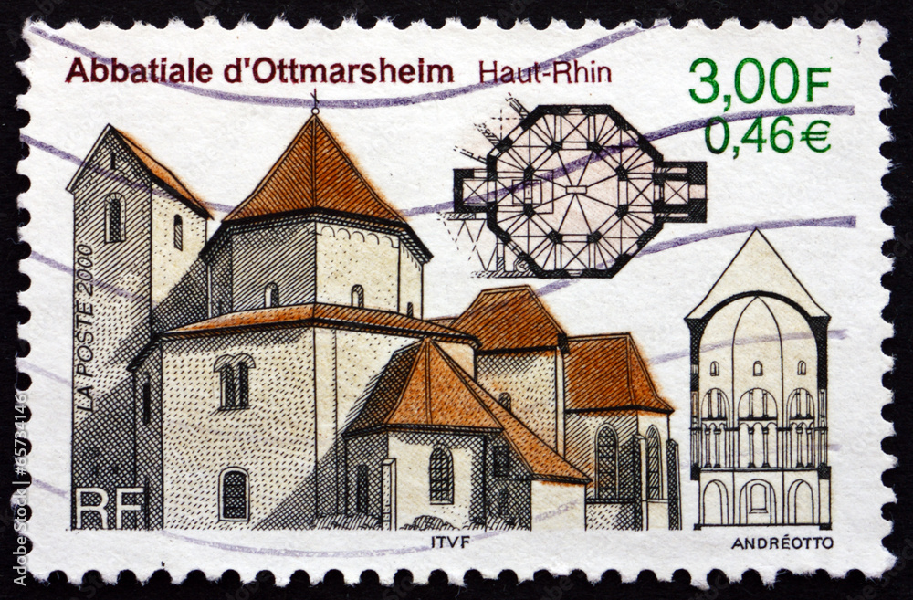 Postage stamp France 2000 Abbey Church of Ottmarsheim, Alsace