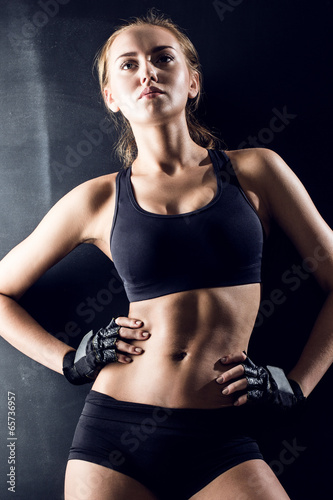 attractive fitness woman, trained female body