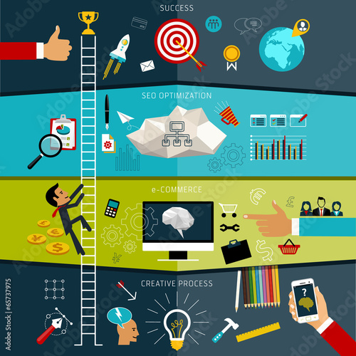 Flat design vector illustration concept of SEO