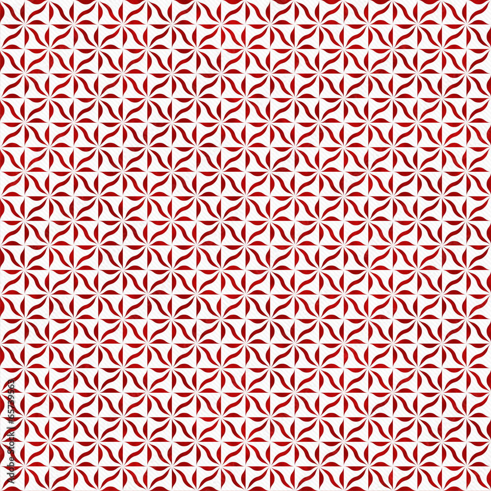 Red and White Decorative Swirl Design Textured Fabric Background