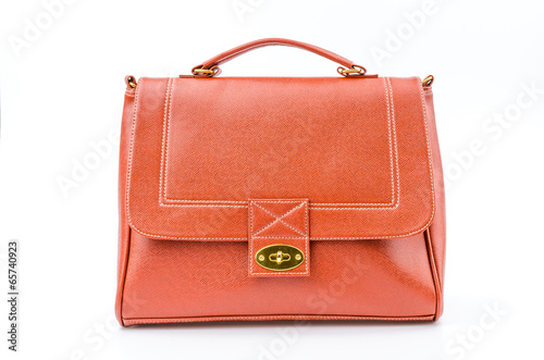 Woman leather bag isolated white background