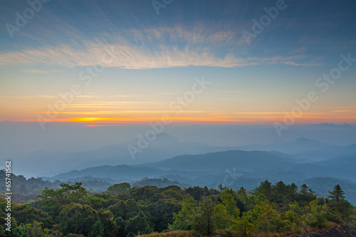 The morning sky and fog on the Tropical Mountain Range,Thailand © SANCHAI