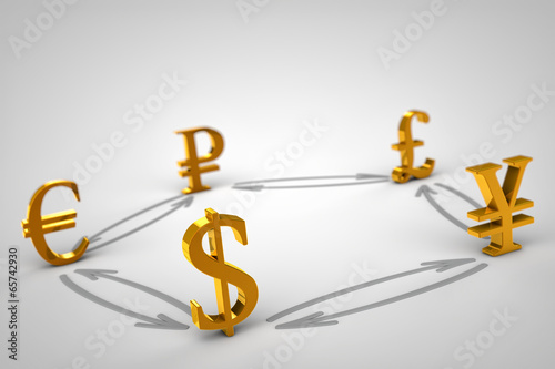 Golden Currency signs. Dollar