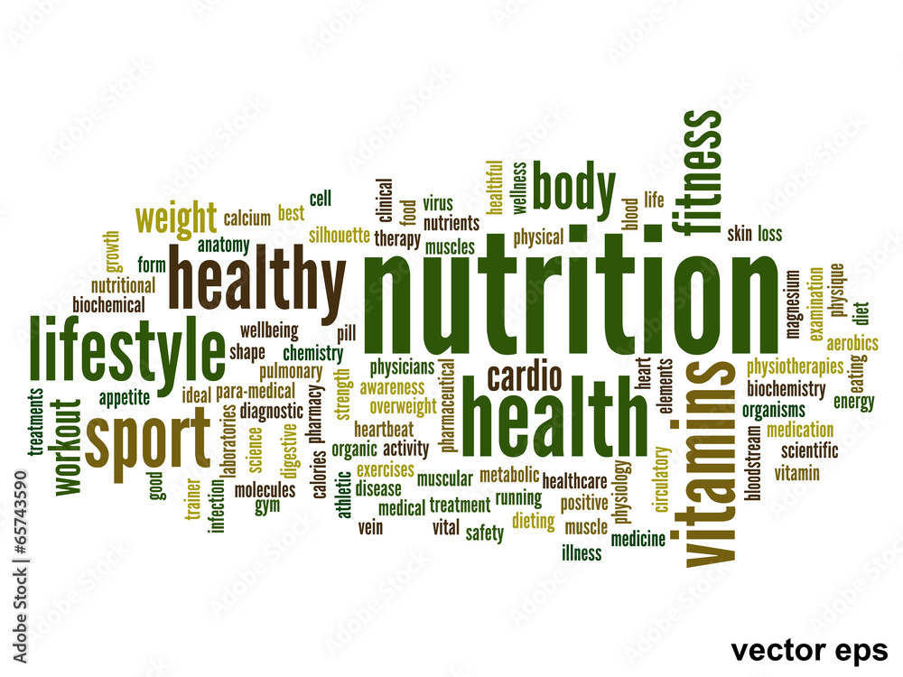 Vector conceptual nutrition health word cloud Vector conceptual nutrition health word cloud