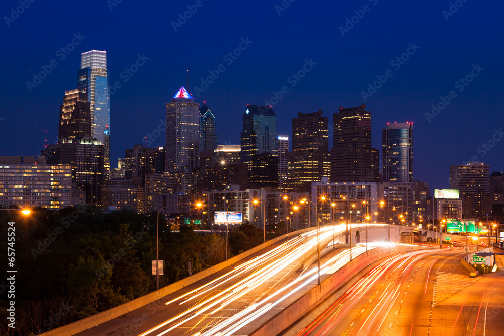 Philadelphia skyline by night - Pennsylvania - USA