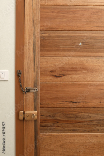 wooden door with lock