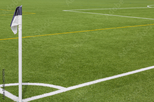 Artificial turf field for soccer - corner flag photo