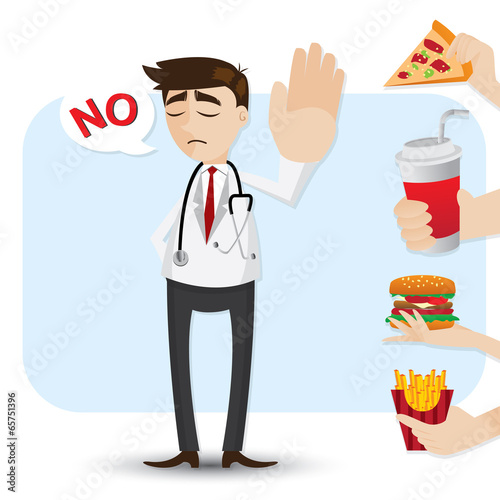 cartoon doctor refuse junk food