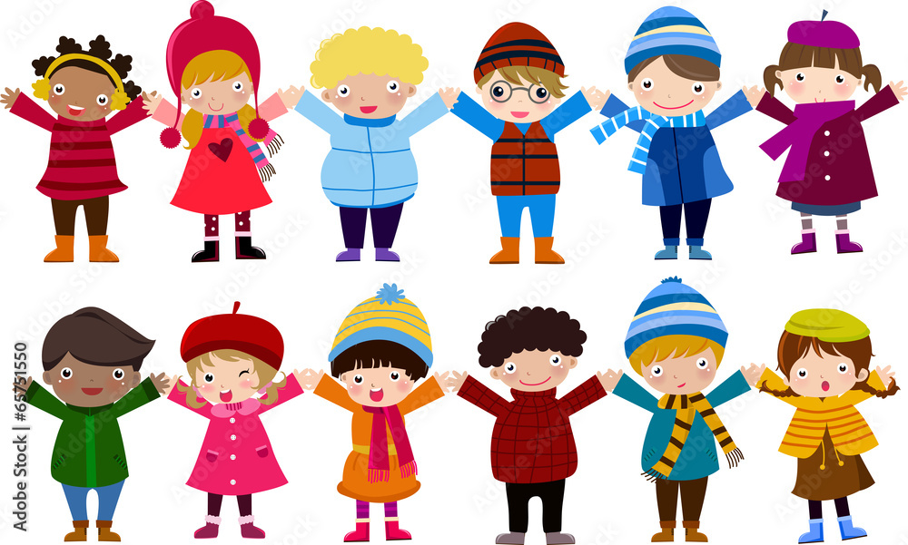 Group of children and winter