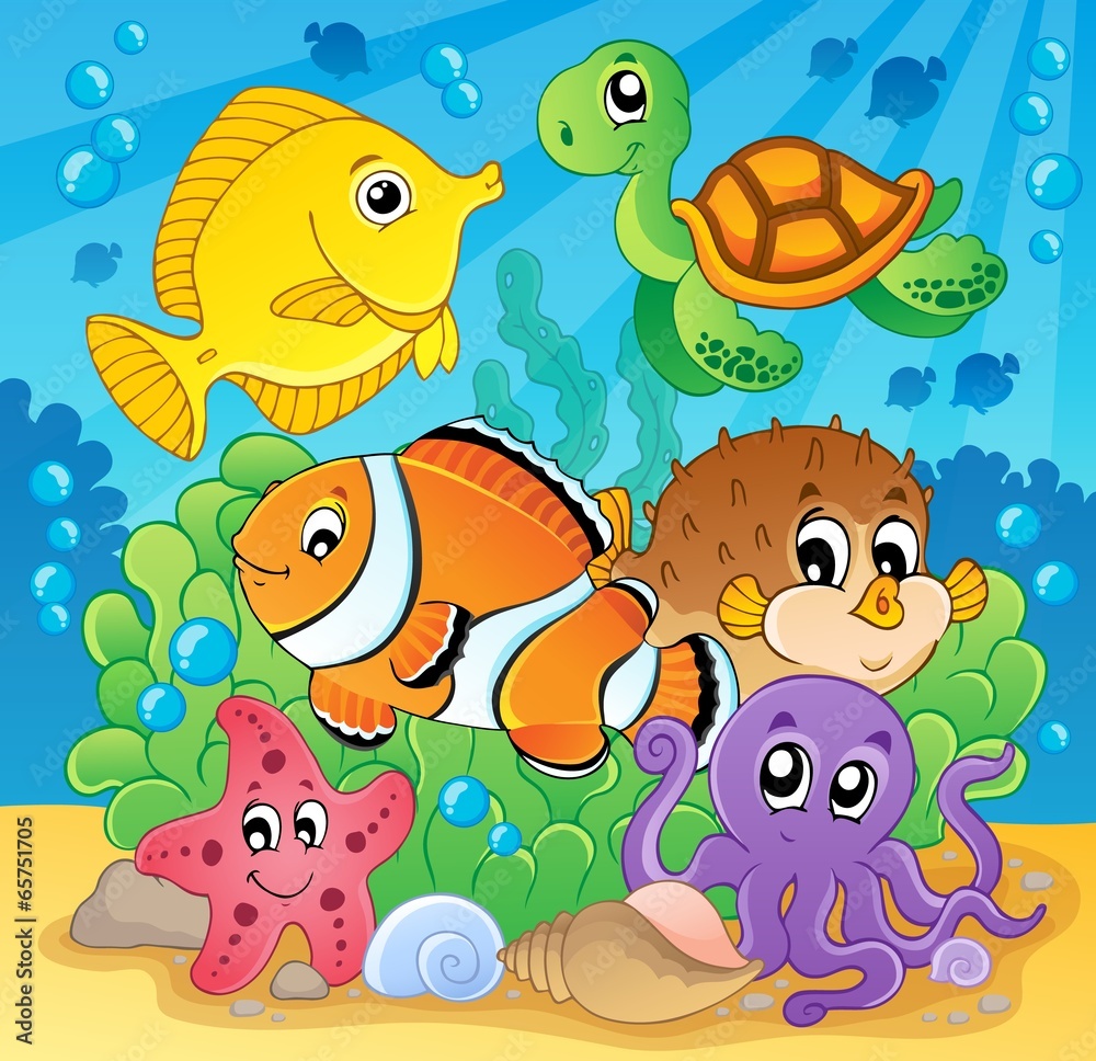 Naklejka premium Coral fish theme image 2