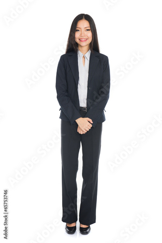asian business female full body on white background