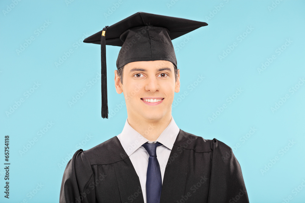 Portrait of a man with graduation hat Portrait of a man with graduation hat