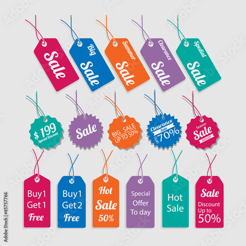 Set of tags for sale.