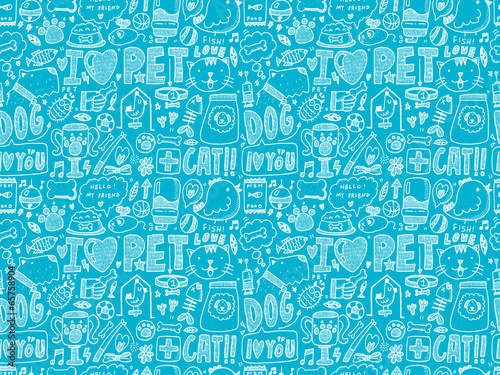seamless doodle pet pattern