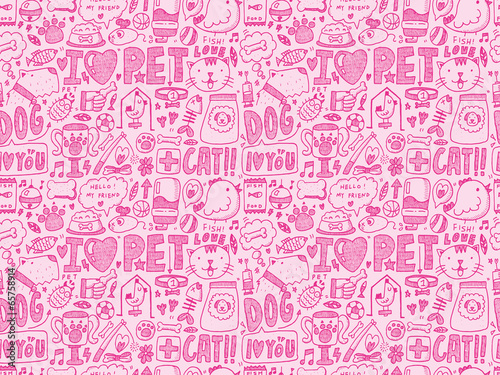 seamless doodle pet pattern