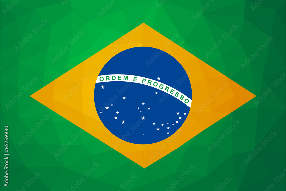 Obraz premium brazil flag over green background triangular pattern style vecto