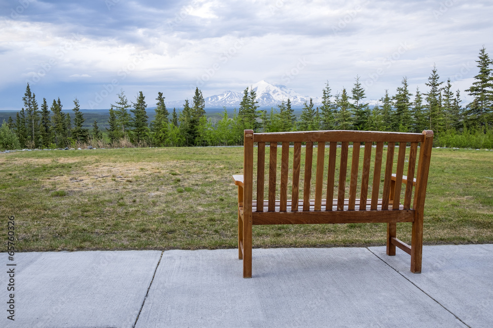 Bench with a View of Mount Blackburn Alaska Bench with a View of Mount Blackburn Alaska