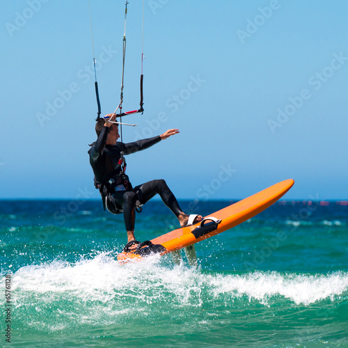 Kite surfing on a pristine beach
