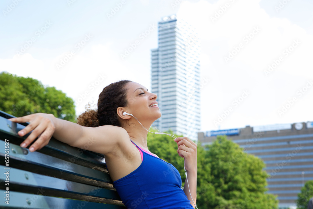 Fototapeta premium Woman enjoying music with headphones
