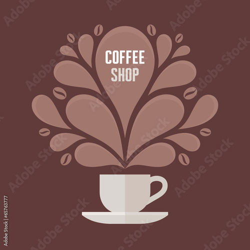 Coffee Cup with Floral Vintage Design Elements