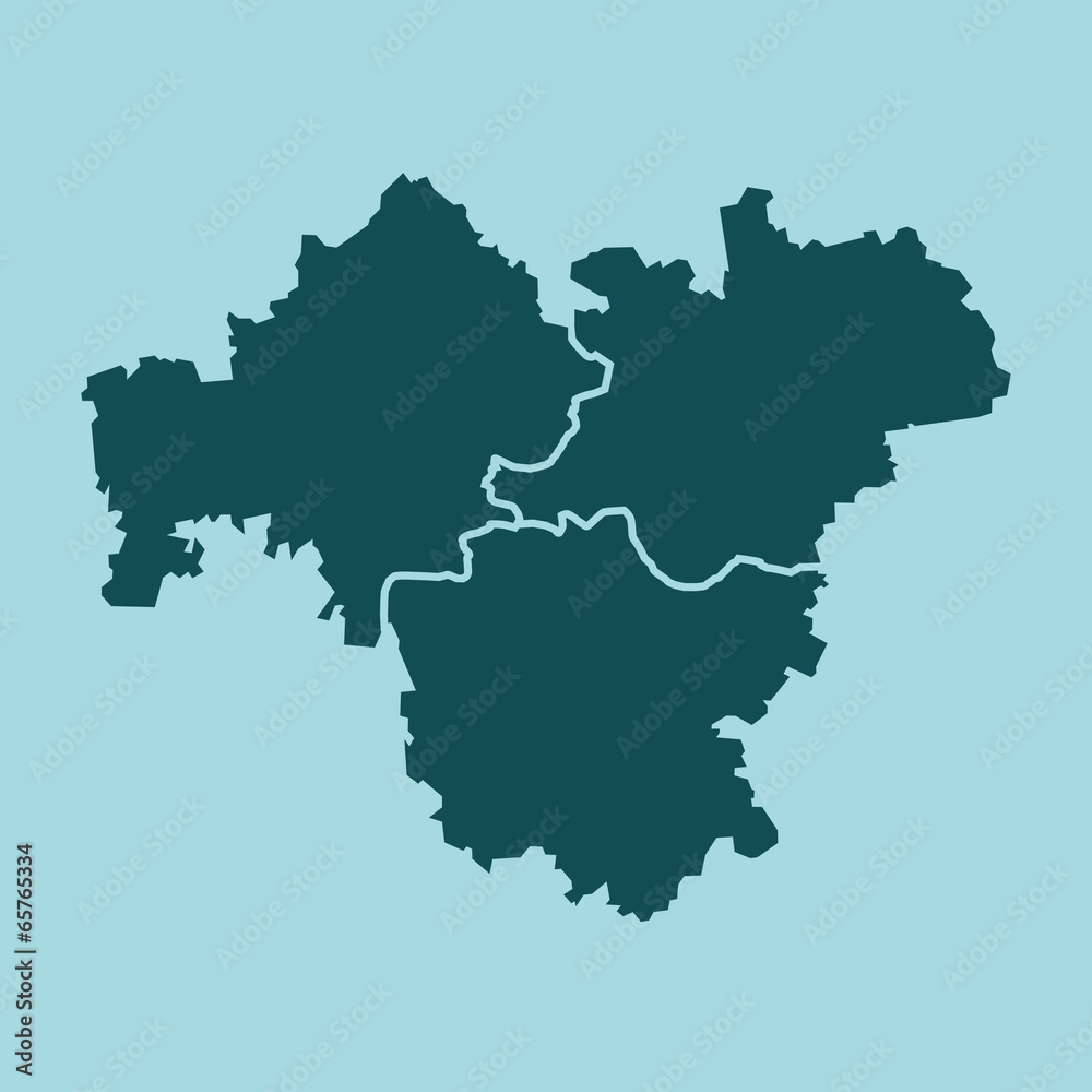 Region Franken Karte Umriss farbig - Vektor
