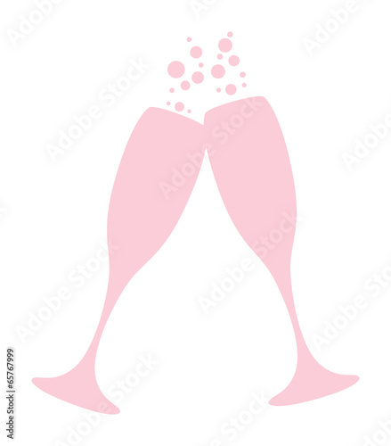 pink champagne glasses with bubbles