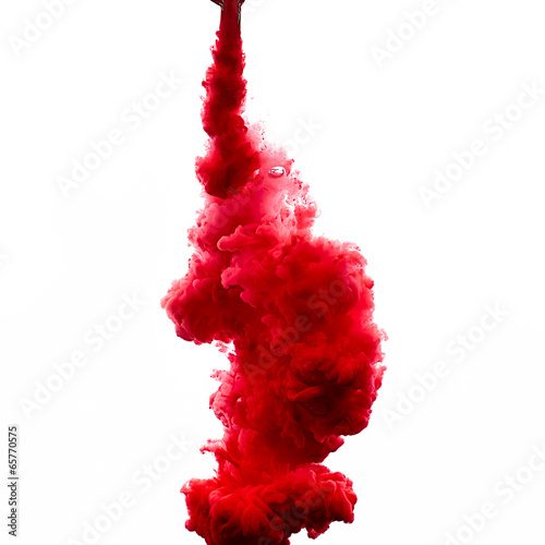 Red Acrylic Ink in Water. Color Explosion