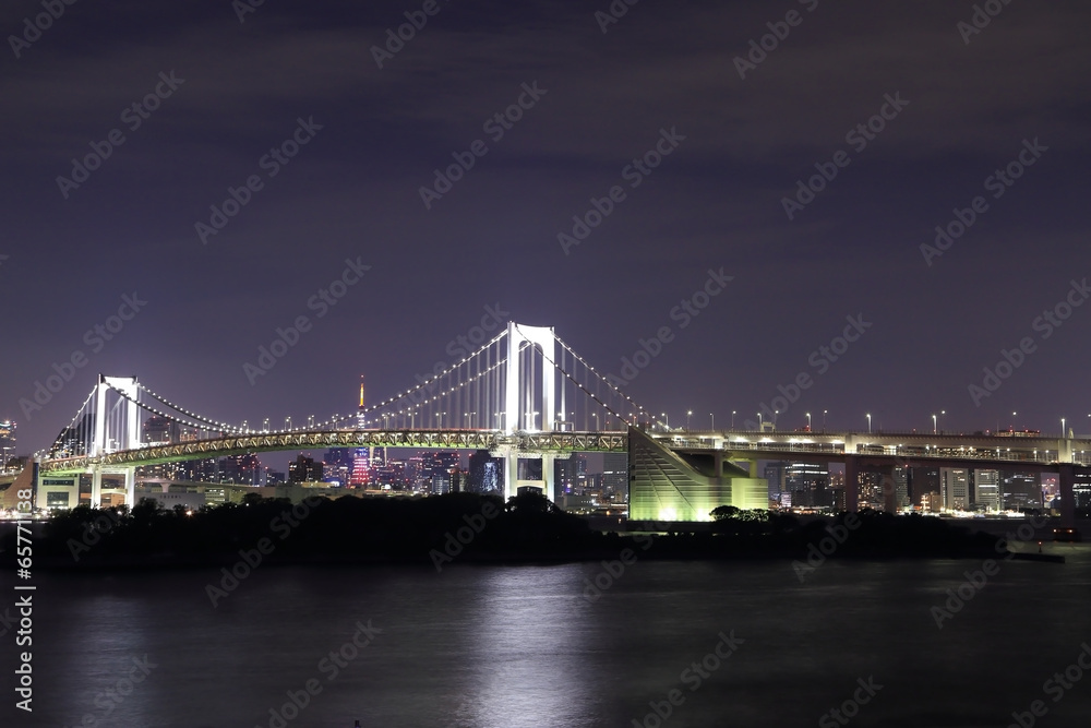Tokyo Rainbow Bridge at Night