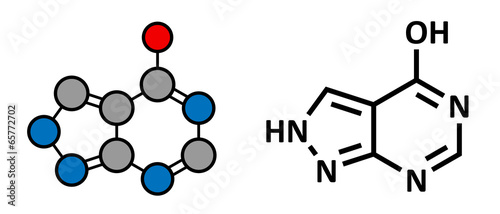 Allopurinol gout drug, chemical structure. photo