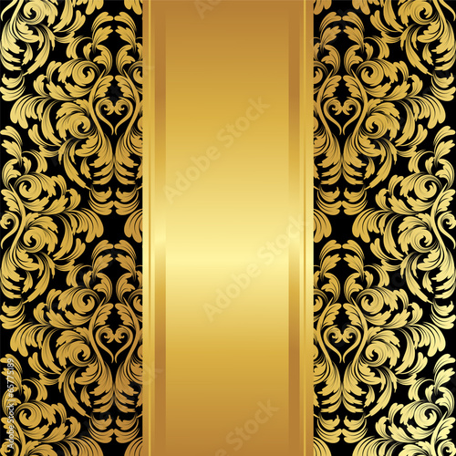 Invitation card with gold elements and with a place for an