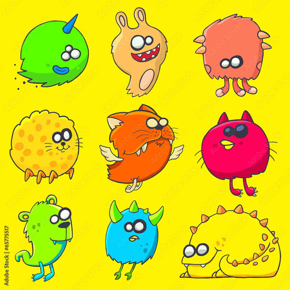 Obraz premium funny cartoon unusual monsters