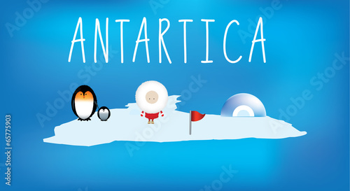 Simple childrens map of antartica with icons photo