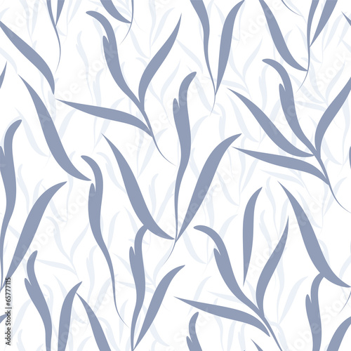 Seamless background. Blue and white wallpaper with foliage
