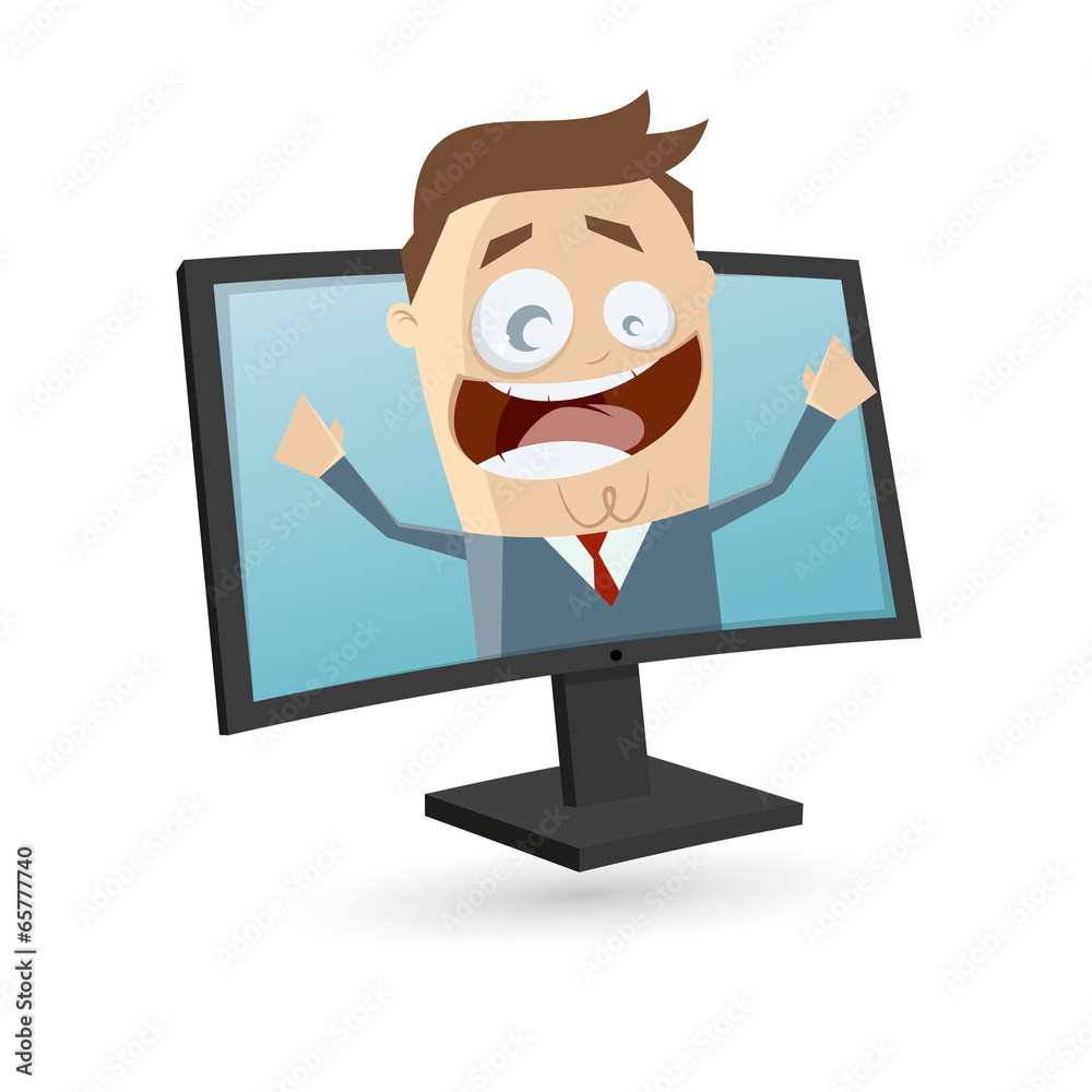 monitor bildschirm cartoon mann computer