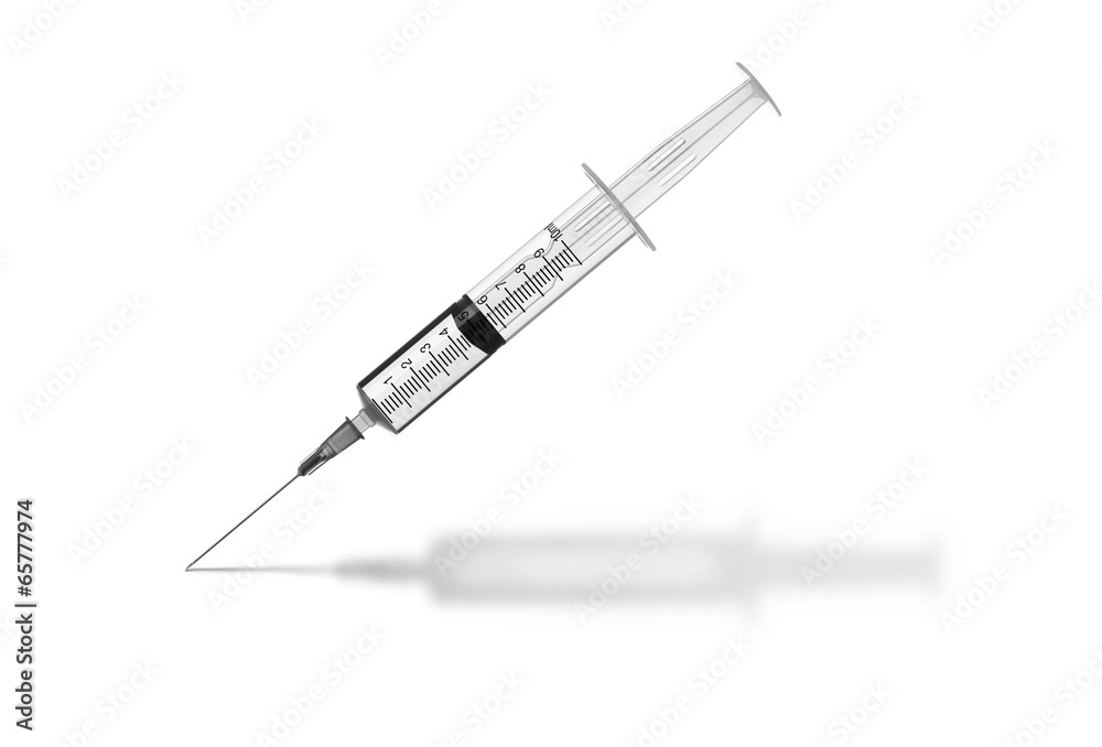 syringe with shadow isolated on white syringe with shadow isolated on white