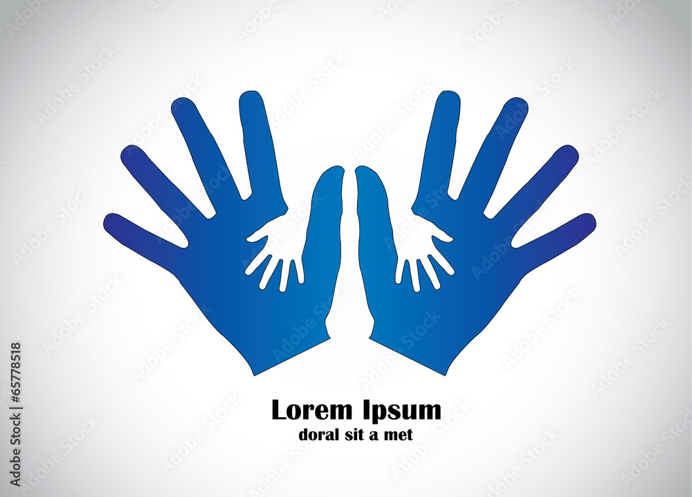 blue human hands protecting young childs hands abstract concept blue human hands protecting young childs hands abstract concept
