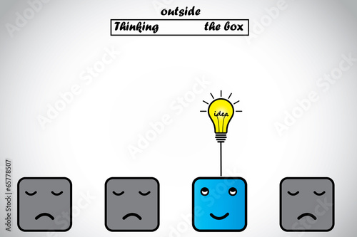 happy professional thinking outside the box gets lightbulb idea