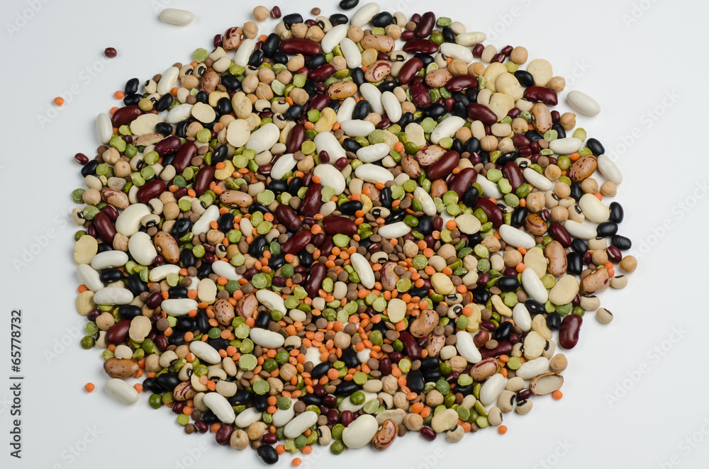 legumes on white, close-up, background legumes on white, close-up, background