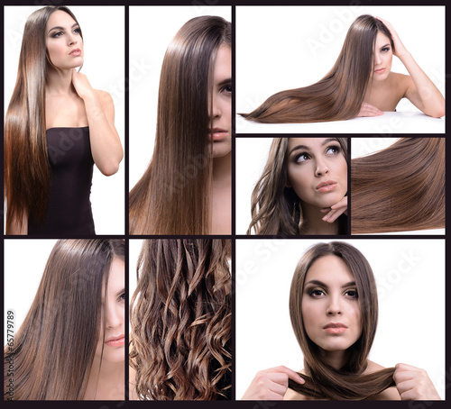 Fashion hairstyle collage. ...