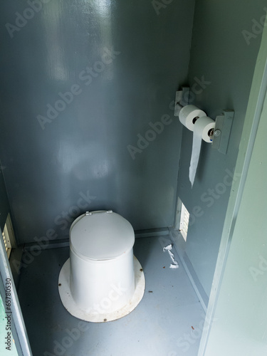 Tablou pe pânză Camp ground latrine outhouse inside pit toilet