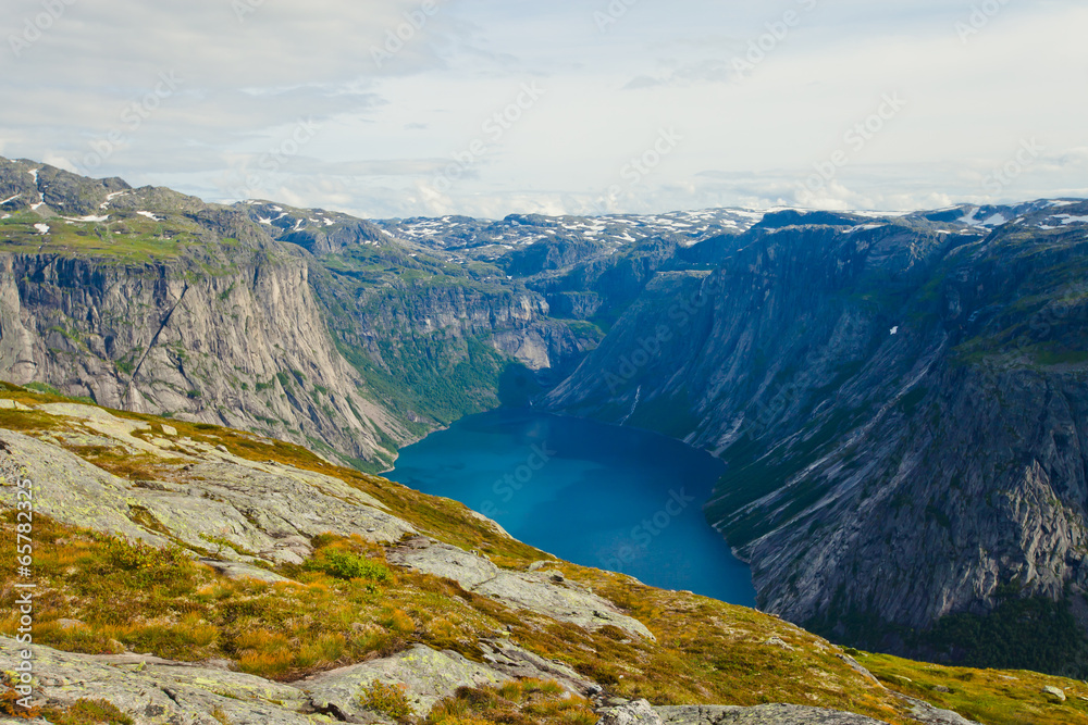 A vibrant picture of the mountain route to famous norwegian hiki A vibrant picture of the mountain route to famous norwegian hiki