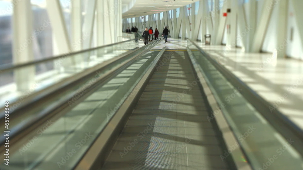 Airport Travelers Moving Walkway Tilt Shift Airport Travelers Moving Walkway Tilt Shift