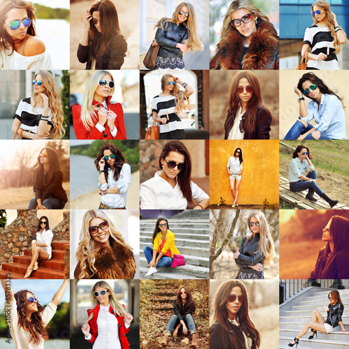 Group portraits of fashion women in sunglasses