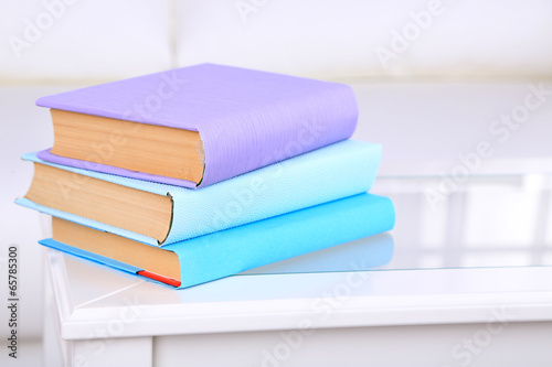 Books on coffee table in room